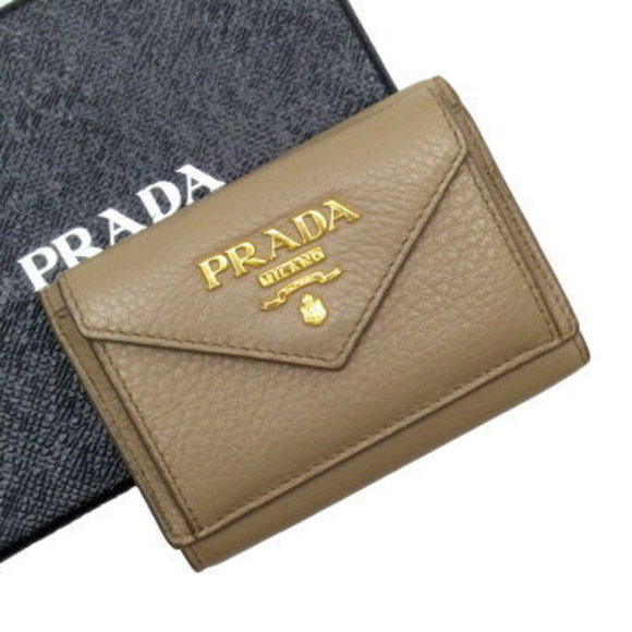 Prada Tri Wallet Beige Leather - Picture 1 of 5